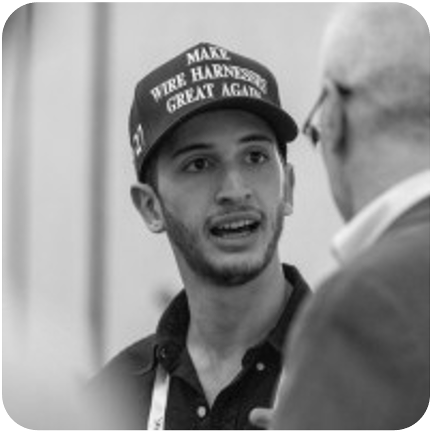 Aidan Vrobel Cableteque in discussion with a customer